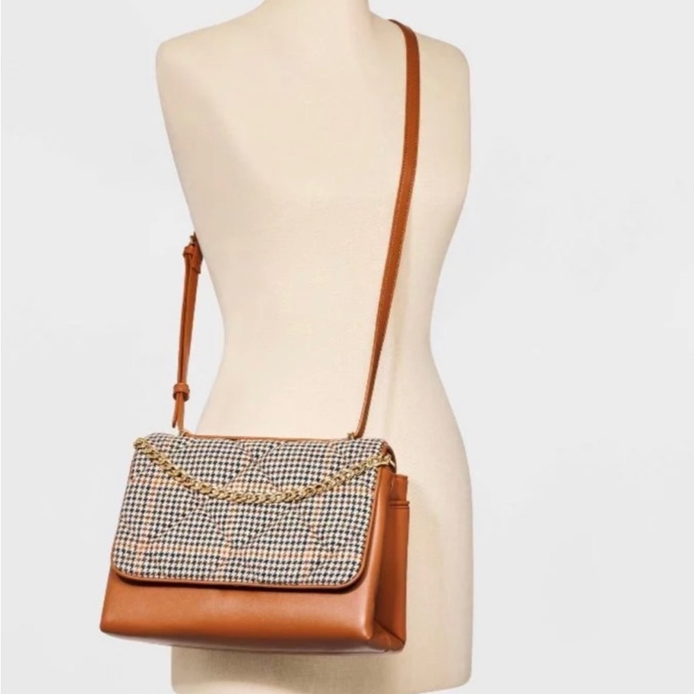 A New Day Plaid Crossbody Bag With Gold Chain